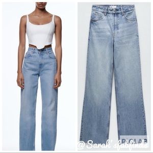NWT Zara 90s High Rise Wide Leg Light Jeans 4